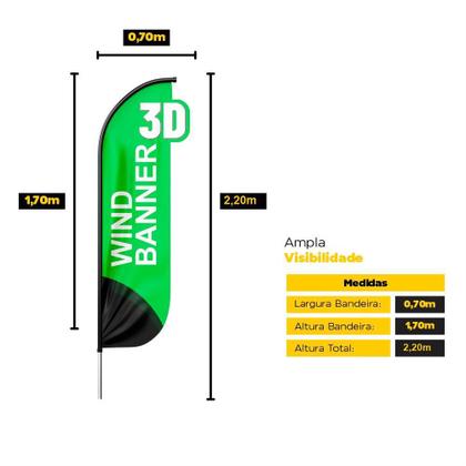 Imagem de Wind Banner 3D Mecânica Dupla Face Com Haste 220X70Cm