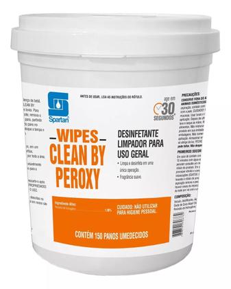 Imagem de Wipes Clean By Peroxy Lenços Desinfetantes Limpeza Uso Geral 150 Unidades Spartan