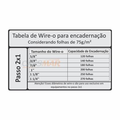 Imagem de Wire-o para Encadernação 2x1 A4 Branco 1 1/4 270 fls 25un