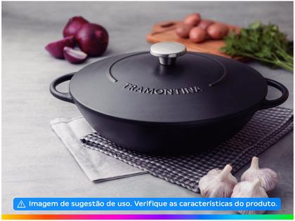 Imagem de Wok Tramontina Trento em Ferro Esmaltado com Revestimento Interno em Antiaderente Starflon Excellent