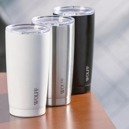 Imagem de WOLFF Copo Térmico de Aço Inox Parede Dupla com Tampa 600ml Prata  Perfeito para Viagens  Mantém a Bebida na Temperatu