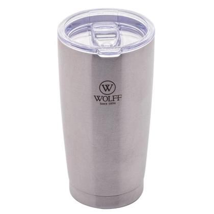 Imagem de WOLFF Copo Térmico de Aço Inox Parede Dupla com Tampa 600ml Prata  Perfeito para Viagens  Mantém a Bebida na Temperatu