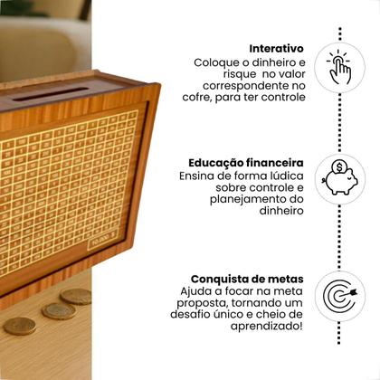 Imagem de Woodbox Kakebo 1Mil / 10Mil Caixa Dinheiro Cofre Mdf Adesivado Desafio