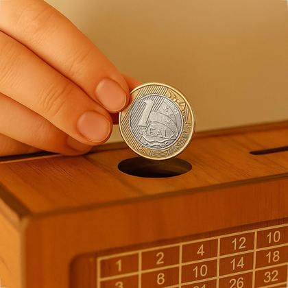 Imagem de Woodbox Kakebo 1Mil / 10Mil Caixa Dinheiro Cofre Mdf Adesivado Desafio