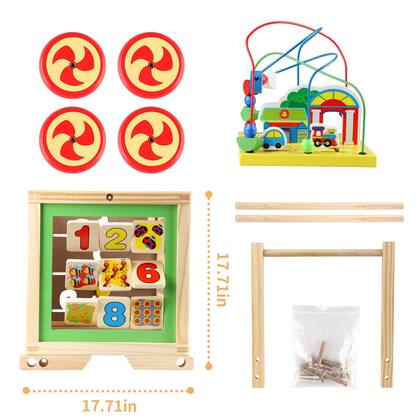 Imagem de Wooden Activity Cube 6 em 1 Montessori Toys Educational Learning Sensorial Brinquedos sensoriais para crianças de 1 ano de 12 a 18 meses, meninos e meninas, presentes de primeiro aniversário para bebês e crianças de 1 a 2 anos, Bead Maze Shape Sorter Abacus