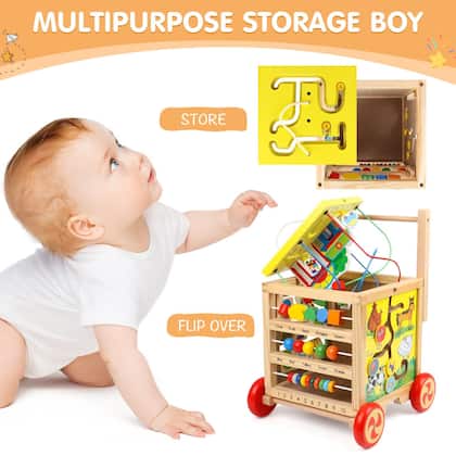 Imagem de Wooden Activity Cube 6 em 1 Montessori Toys Educational Learning Sensorial Brinquedos sensoriais para crianças de 1 ano de 12 a 18 meses, meninos e meninas, presentes de primeiro aniversário para bebês e crianças de 1 a 2 anos, Bead Maze Shape Sorter Abacus