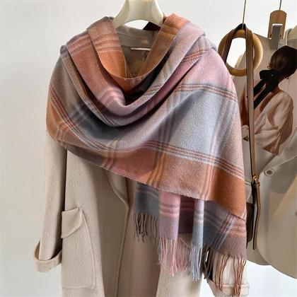 Imagem de Xale De Cashmere Quente Com Estampa De Luxo, Poncho, Cachecol De Inverno, Cobertor Pashmina Com