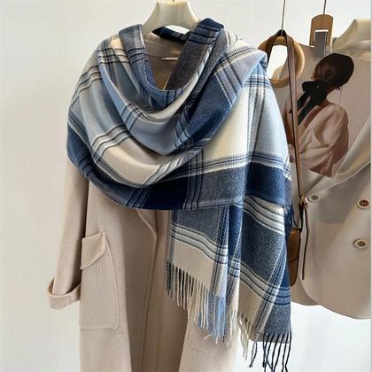 Imagem de Xale De Cashmere Quente Com Estampa De Luxo, Poncho, Cachecol De Inverno, Cobertor Pashmina Com