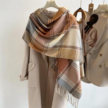 Imagem de Xale De Cashmere Quente Com Estampa De Luxo, Poncho, Cachecol De Inverno, Cobertor Pashmina Com