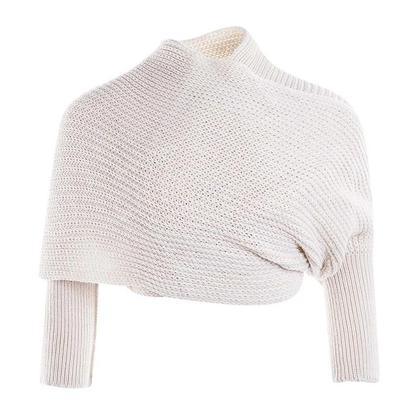 Imagem de Xale De Tricô Elegante, Macio E Quente, Em Cor Sólida, Com Mangas Longas E Elástico Para Outono E