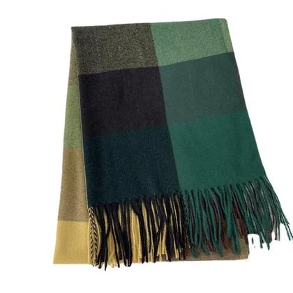 Imagem de Xale Feminino Quente De Pashmina Falsa Com Estampa Xadrez Estilo Coreano Para Outono Inverno 2022