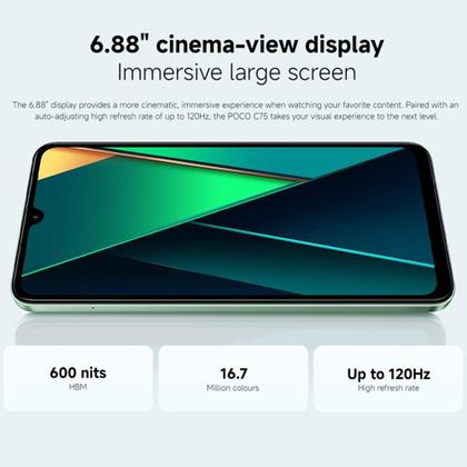 Imagem de Xiaomi Poco C75 128GB Global 6GB verde 4G Modo Noturno na Câmera 50MP Selfie em Alta Resolução