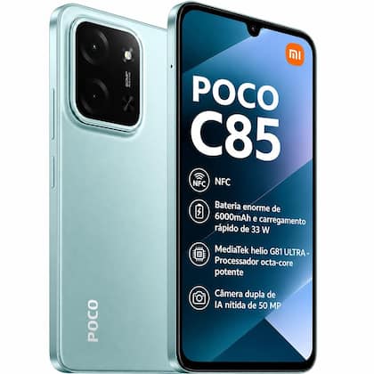 Xiaomi POCO C85 NFC 120Hz 256GB 16GB Ramboost Câmera 50MP Tela 6.88 120Hz NFC Smartphone Custo benefício...