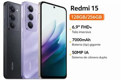 Xiaomi Redmi 15 Lançamento 2025 Tela 144Hz 50MP camera IA integrada 7000mAh Smartphone Top 1º Celular...