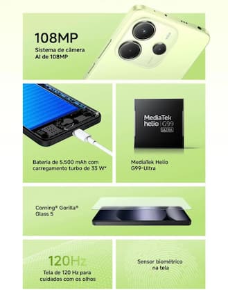 Imagem de Xiaomi Redmi Note 14 256GB 8GB RAM Dual SIM Tela 6.67 Azul