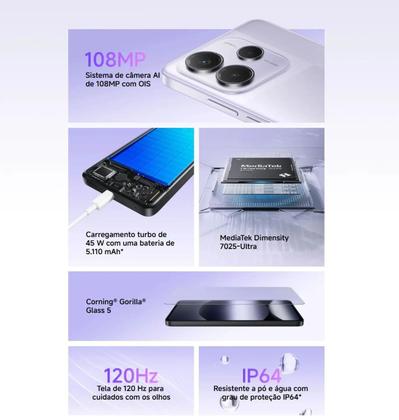 Imagem de Xiaomi Redmi Note 14 5G 256GB 8GB RAM Dual SIM Tela 6.67 Verde