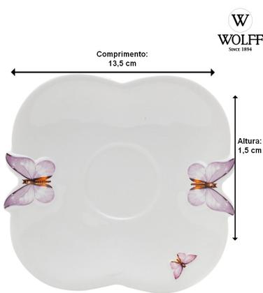 Imagem de Xicara Avulsa 200ml Para Chá Borboletas De Porcelana Com Pires