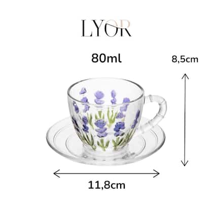 Imagem de Xícara C Pires Café 80ml Cristal Lavanda Cappuccino Chá Água