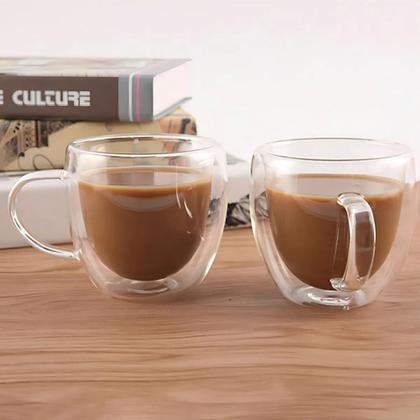 Imagem de Xícara Café Expresso Vidro Borossilicato Fundo Duplo Térmica 110ml