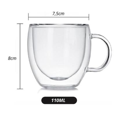 Imagem de Xícara Café Expresso Vidro Borossilicato Fundo Duplo Térmica 110ml