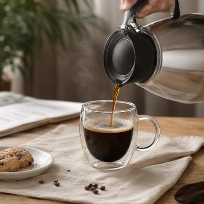 Imagem de Xícara Café Expresso Vidro Borossilicato Fundo Duplo Térmica 110ml