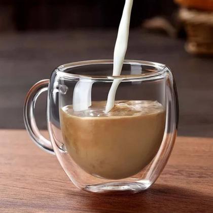 Imagem de Xícara Café Expresso Vidro Borossilicato Fundo Duplo Térmica 110ml