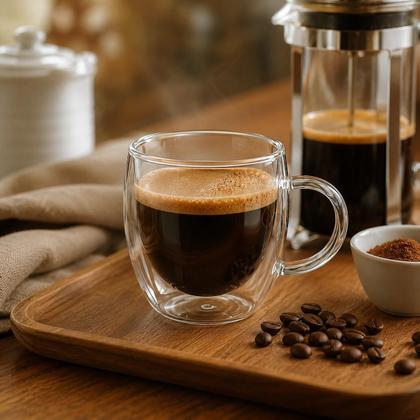 Imagem de Xícara Café Expresso Vidro Borossilicato Fundo Duplo Térmica 110ml