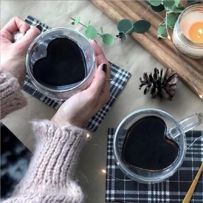 Imagem de Xicara Caneca De Coração p/ Chá Café Vidro Duplo