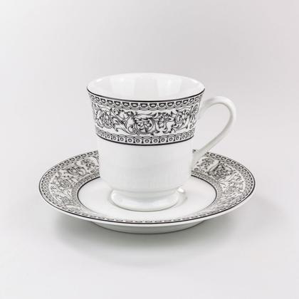 Imagem de Xícara Chá com Pires 200 ml Porcelana Schmidt - Dec. Kate