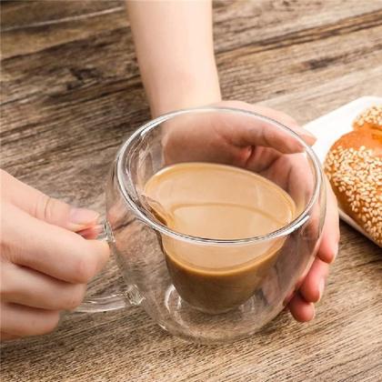 Imagem de Xicara Coracao Vidro Duplo 260Ml Grande Cafe Cha Coracao