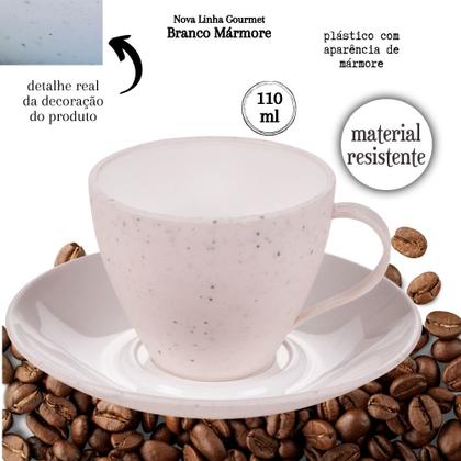 Imagem de Xícara de café com pires 110ml Gourmet marmorizado com 8 unidades Plasutil ref.369
