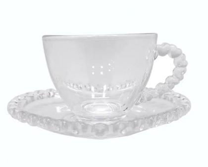 Imagem de Xícara de Café com Pires Cristal Coração 80 ml - Lyor