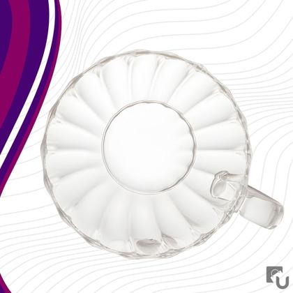 Imagem de Xícara De Café e Chá Com Pires Parede Dupla De Vidro Borossilicato 250ml Wolff