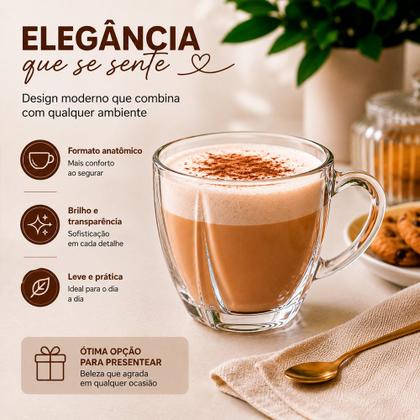 Imagem de Xícara de Café Vidro Transparente Love Espresso Cappuccino 195ml Em Casa Tem