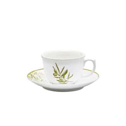 Imagem de Xícara de Chá 240ml com Pires 15cm Flamingo Oliveiras Porcelana Oxford