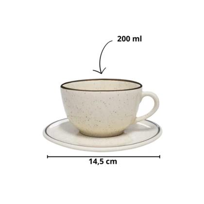 Imagem de Xicara de Chá Café Com Pires Cerâmica 200ml Unni Brisa Oxford