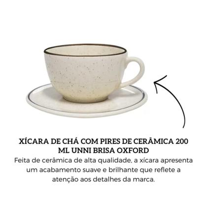 Imagem de Xicara de Chá Café Com Pires Cerâmica 200ml Unni Brisa Oxford