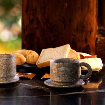 Imagem de Xícara De Chá Com Pires Em Pedra Sabão Servir Decorar 200ml