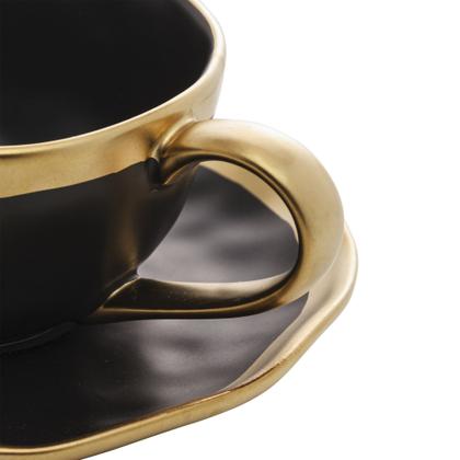 Imagem de Xícara De Chá Porcelana Preto E Dourado Dubai 200ml - Wolff