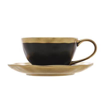 Imagem de Xícara De Chá Porcelana Preto E Dourado Dubai 200ml - Wolff