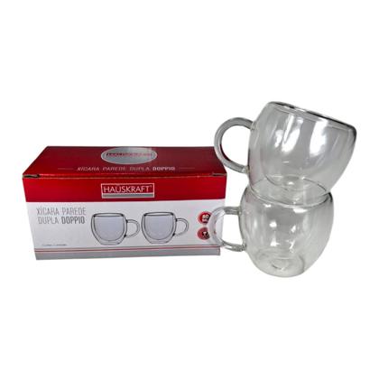 Imagem de Xícara De Vidro Parede Dupla 80ml Cafezinho Chá Tomar Café