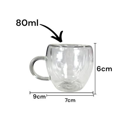 Imagem de Xícara De Vidro Parede Dupla 80ml Cafezinho Chá Tomar Café