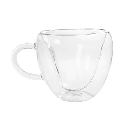 Imagem de Xícara dupla camada vidro coração 200ml caneca de café chá