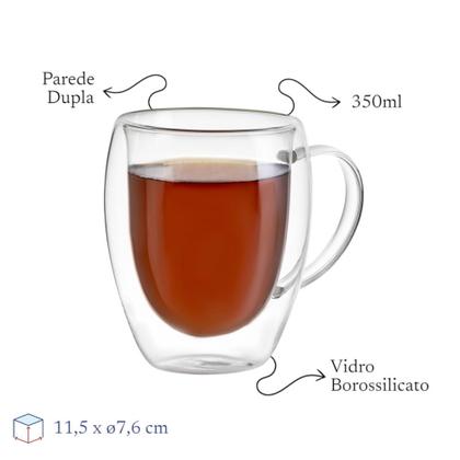 Imagem de Xícara em Vidro Borossilicato Parede Dupla 350ml Transparente