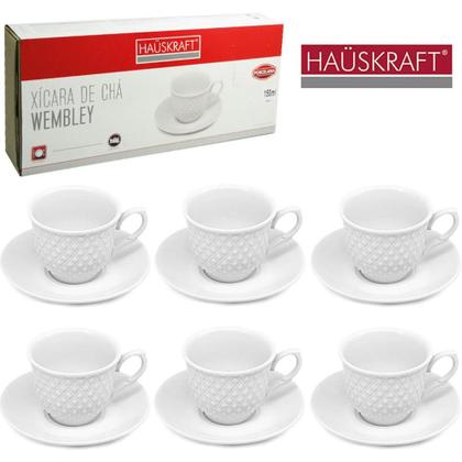 Imagem de Xícara para Café com Pires de Porcelana Wembley 62ML - Conjunto com 12 Peças