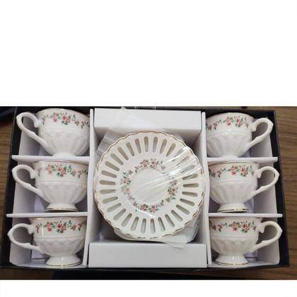 Imagem de Xícara para Cafe Porcelana Branca Dourada 90ml 6un Mon Cheri