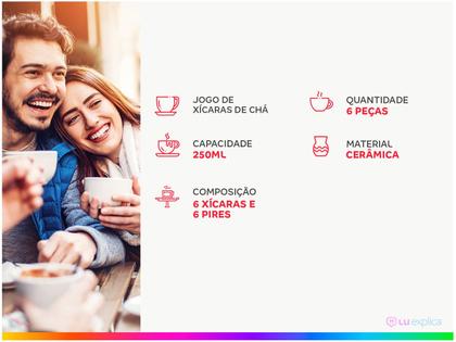 Imagem de Xícara para chá com pires em cerâmica Ludic Alleanza 250 ml