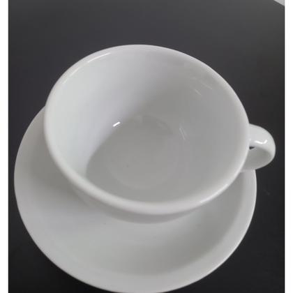 Imagem de Xícara para Latte Art Cappuccino 200ml fundo oval Branca com Pires