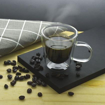 Imagem de Xicara parede dupla de vidro café 100ml 2 Peças