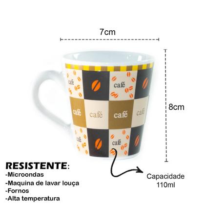 Imagem de Xícaras caneca Café Chá Porcelana 110 Ml louça personalizada 6 unidade Envio Rápido